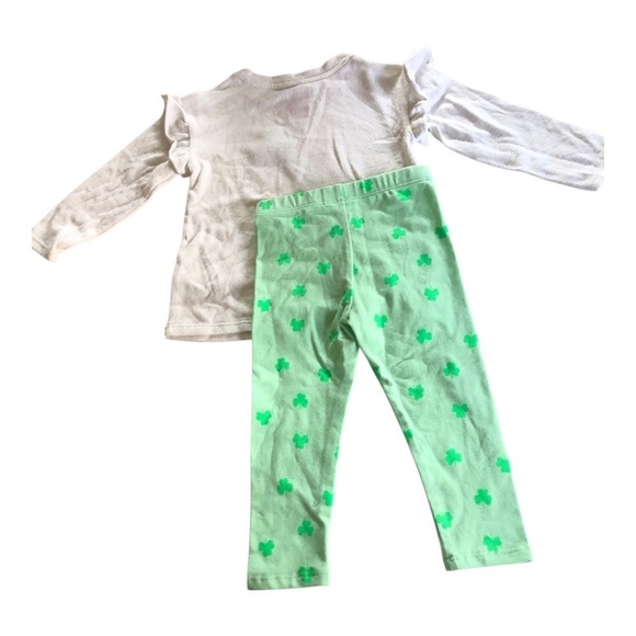 Cat & Jack Baby Girl Shamrock Rainbow Ruffle Long sleeves Pants Two Pc Set 18M - Picture 3 of 9